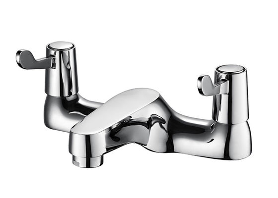 Polished Chrome Hand Wash Basin Mixer Taps / Dual Handle Shower Faucet Taps
