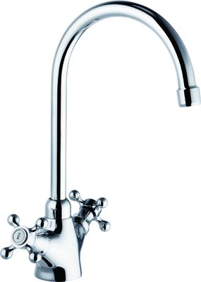 Chrome Kitchen Faucet Mixer Tap Double Handle Contemporary Style