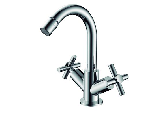 Double Handle Bidet Mixer Taps Chrome Finish Brass Sink Mixer Tap